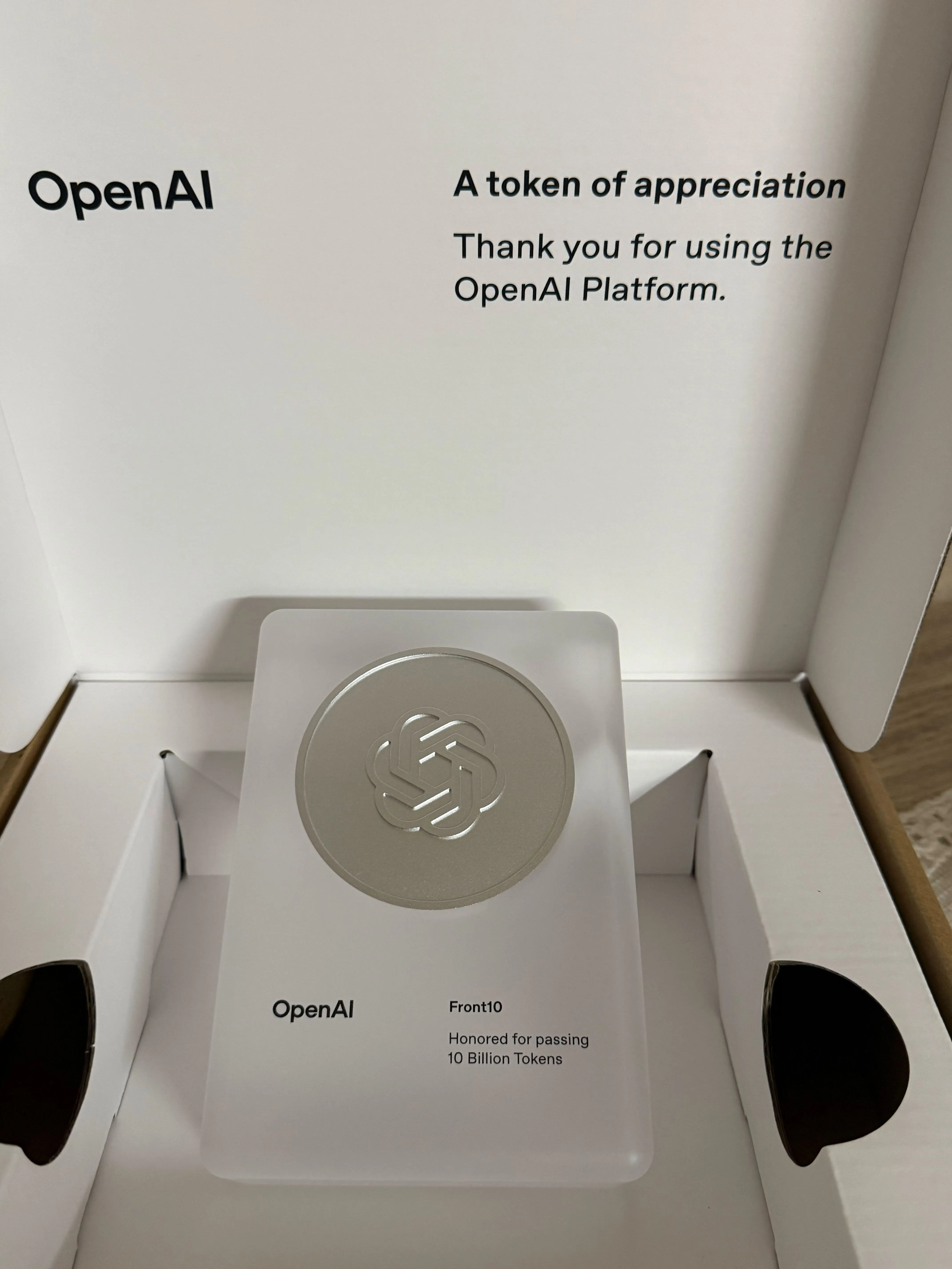 OpenAI 10 Billion Tokens Recognition - Front10